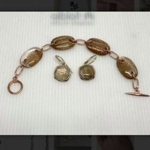 Rose Gold Plated Sterling Earrings + Bracelet Set